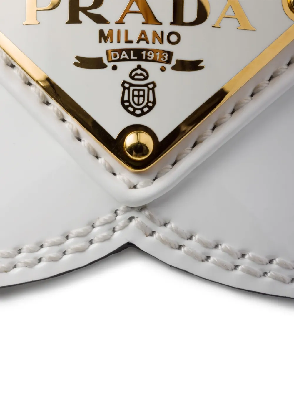 Prada Triangle-logo Leather Loafers In White