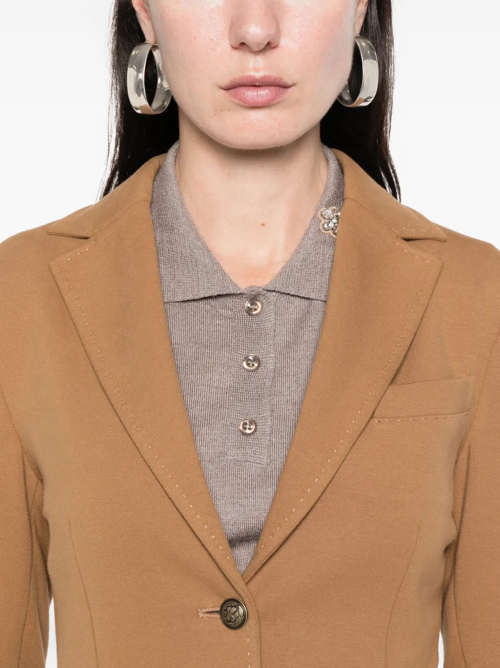 Circolo 1901 Buttoned Patch-pockets Blazer In Brown