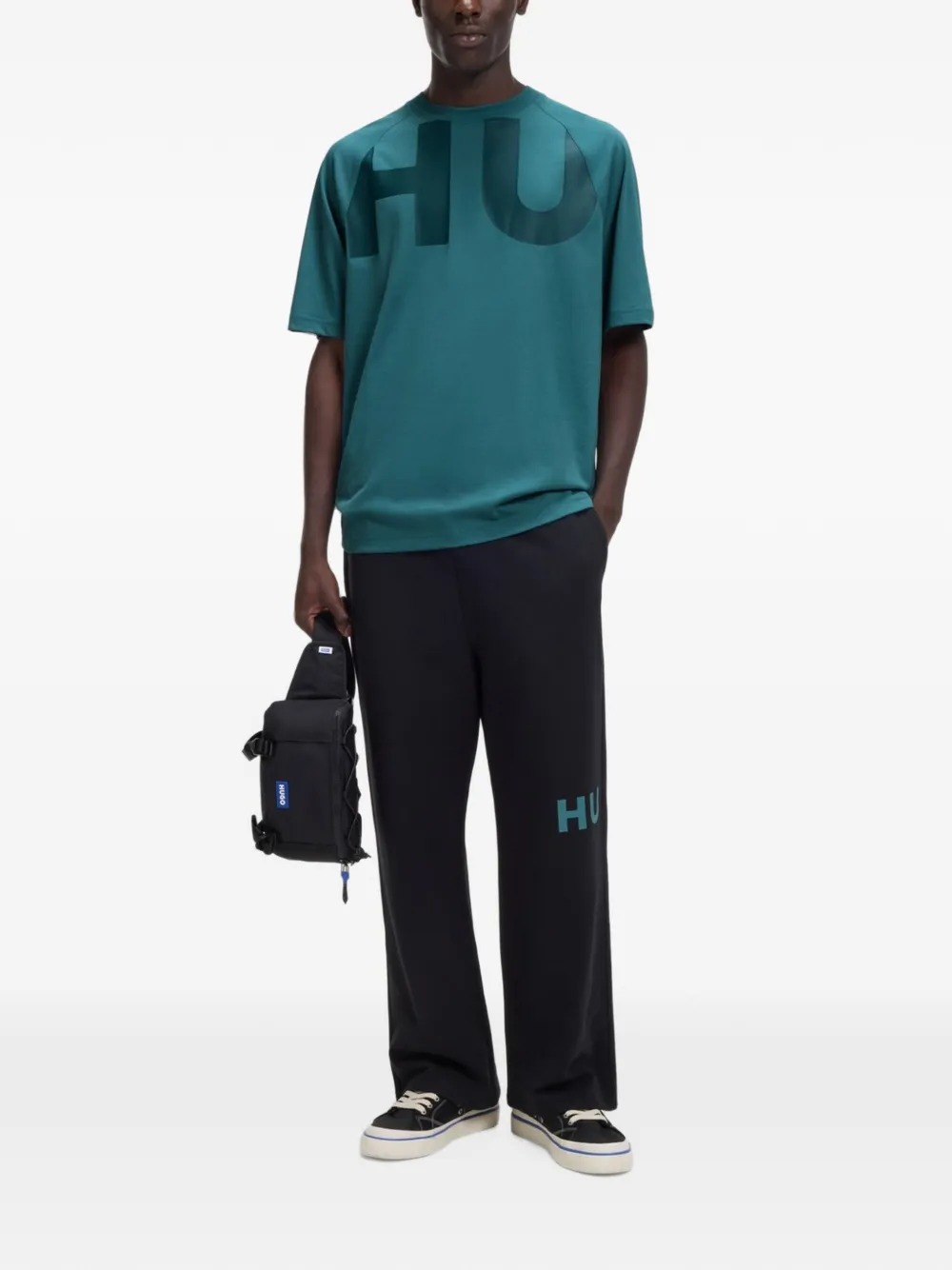HUGO T-shirt met logoprint Blauw