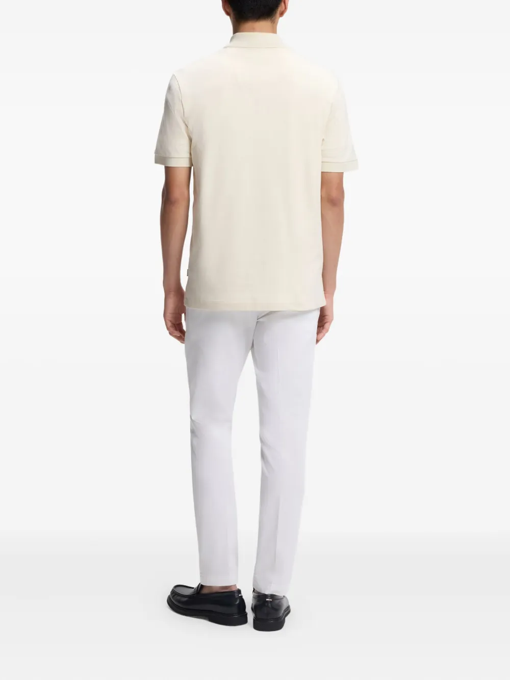 BOSS Poloshirt van katoenblend met monogram-plakkaat Beige