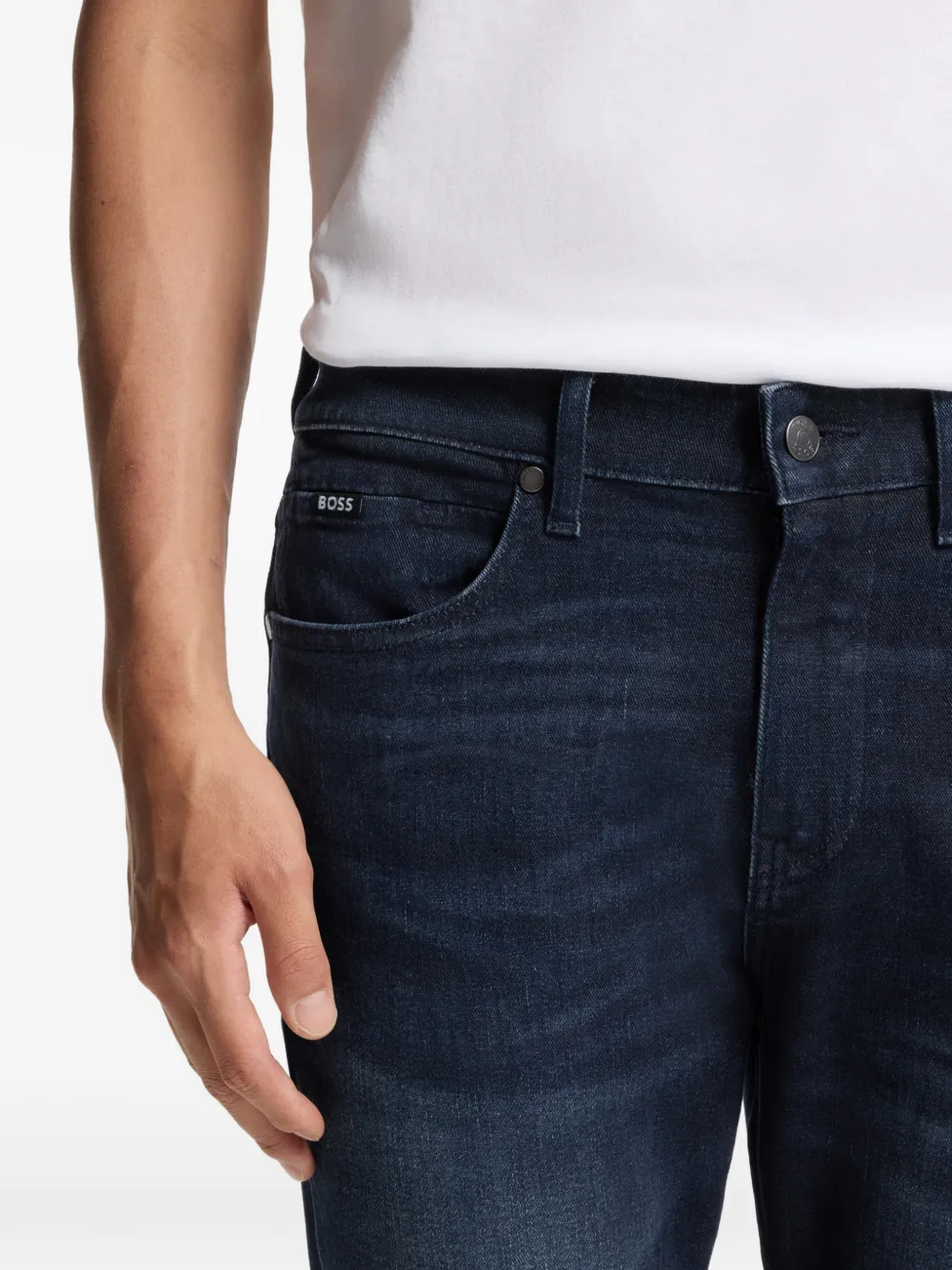 BOSS Delaware slim-fit jeans van donkerblauwe stretch denim