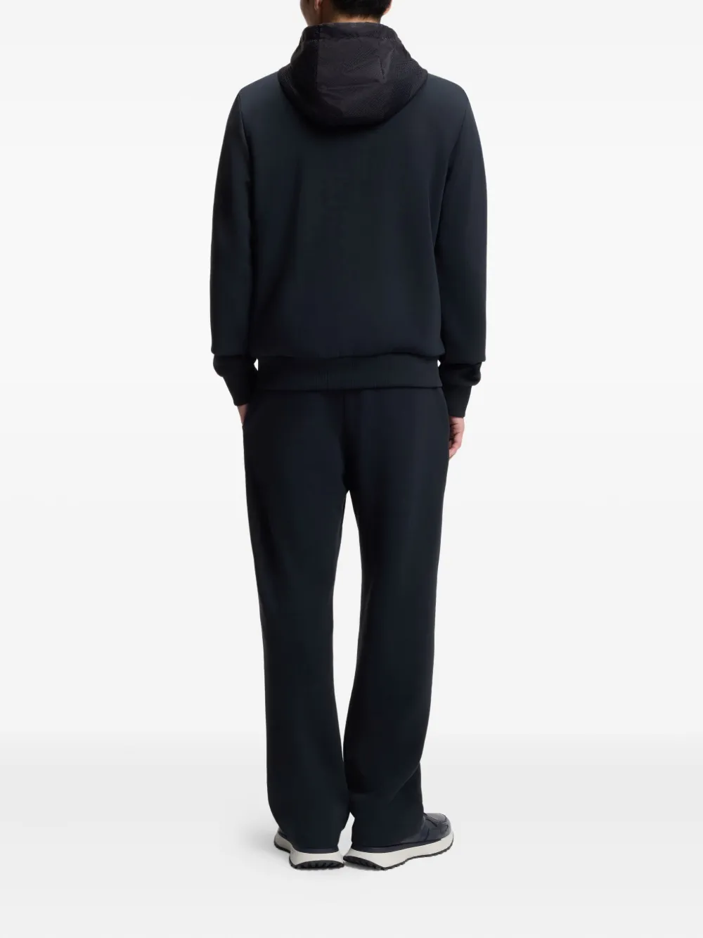 BOSS Hoodie met monogram capuchon en rits Blauw