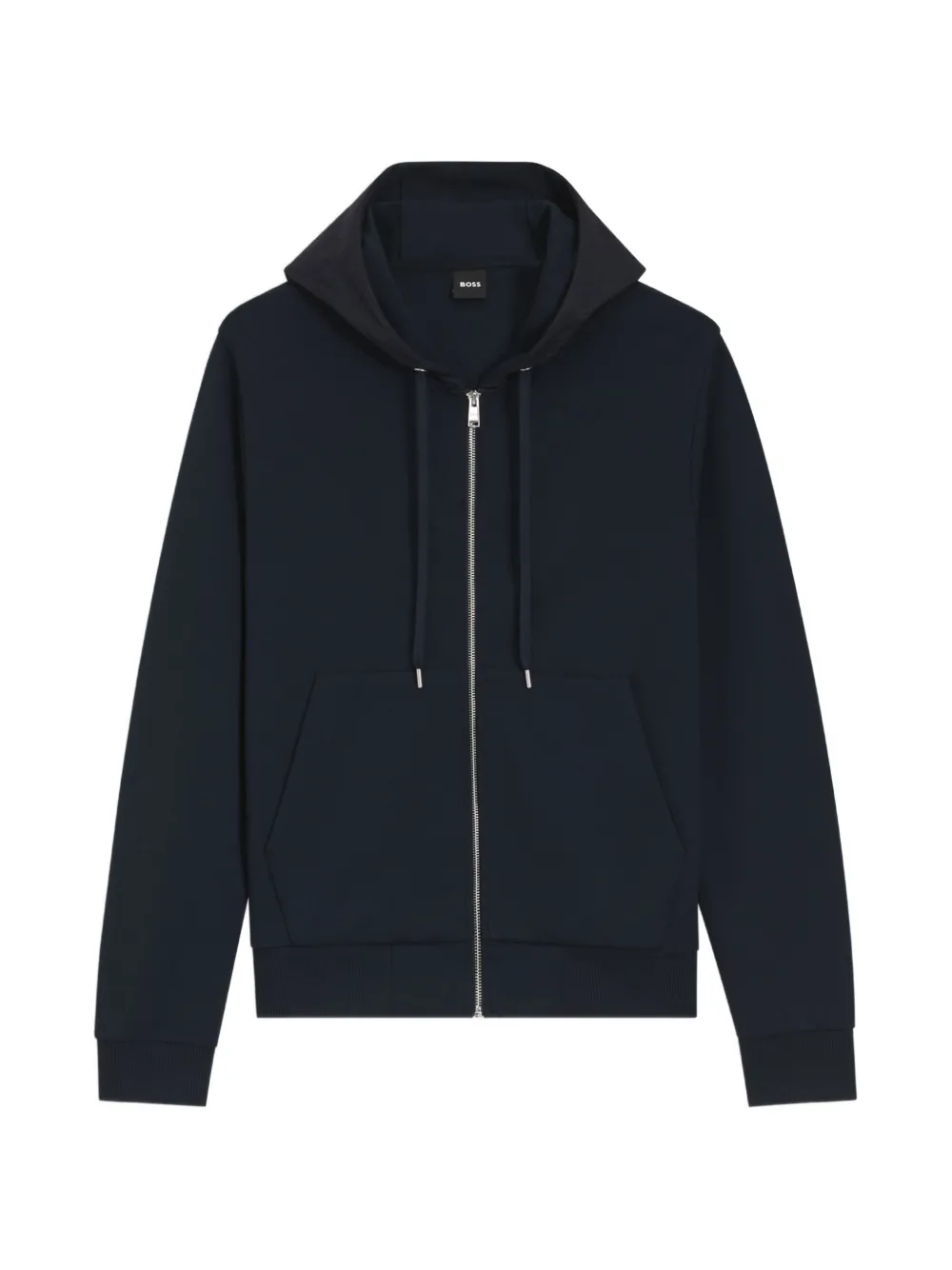 BOSS Hoodie met monogram capuchon en rits Blauw