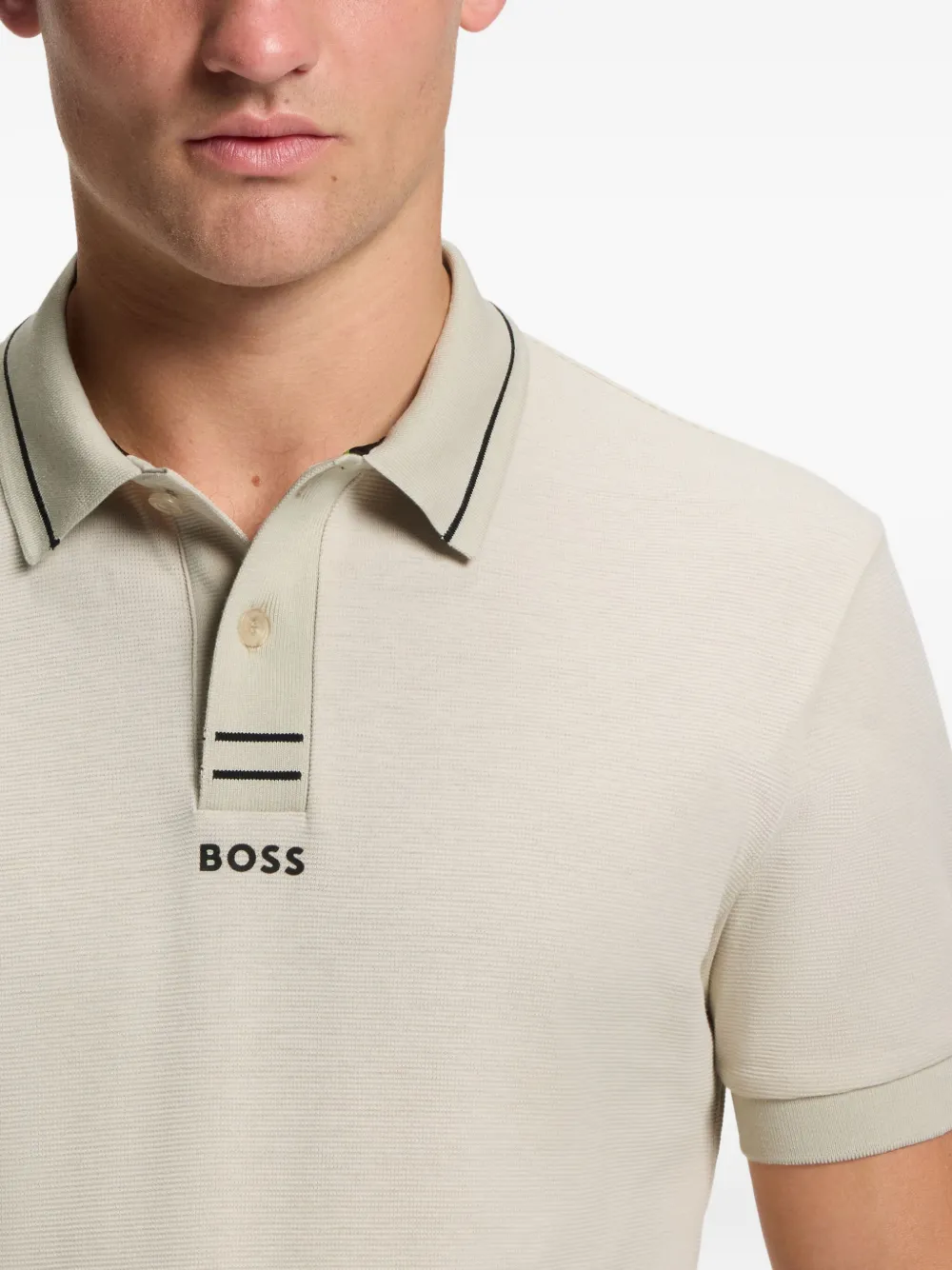 BOSS Slim-fit poloshirt met logo van katoenen piqué Beige