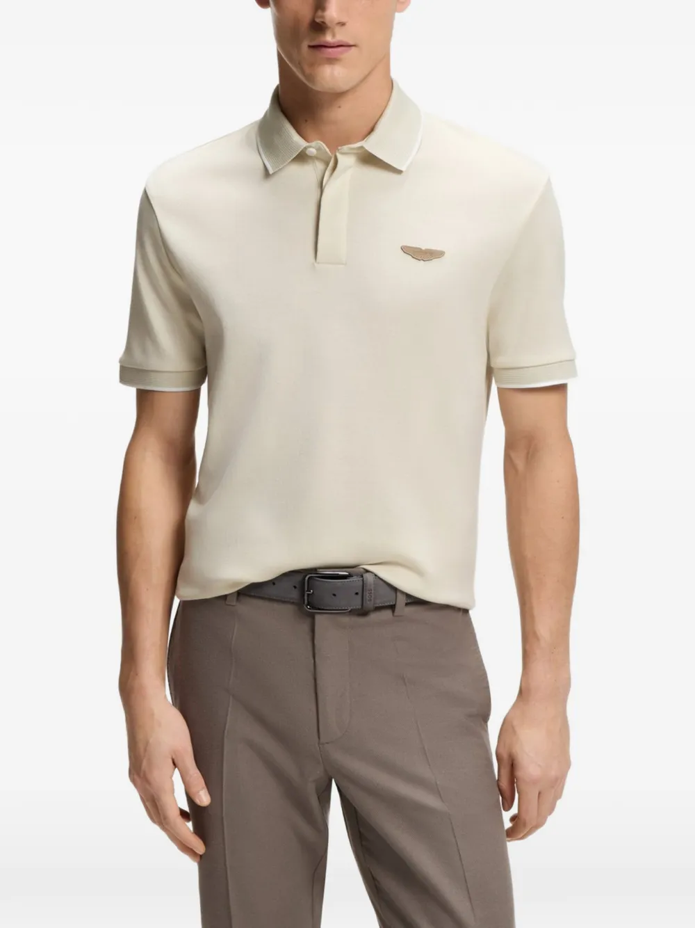 BOSS Poloshirt met logopatch Beige