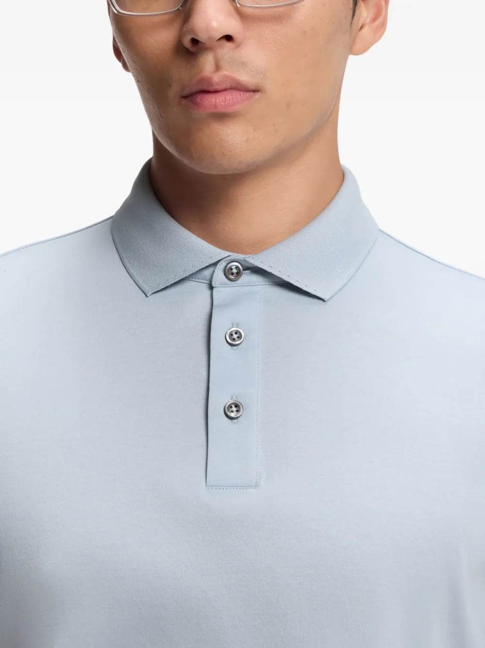 BOSS Poloshirt met knopen Blauw