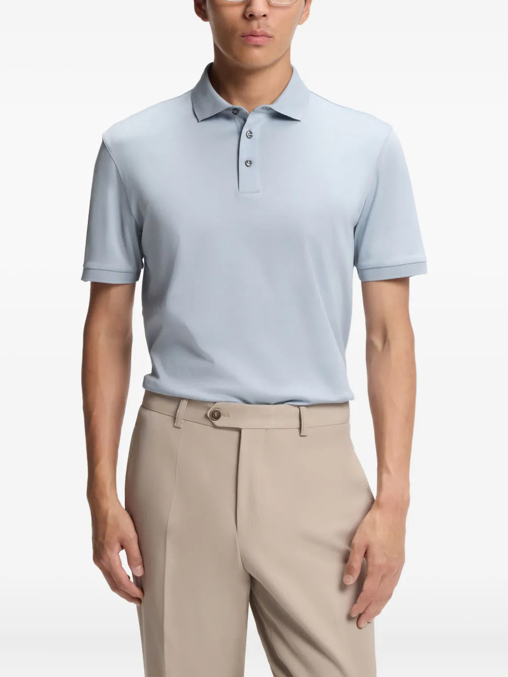 BOSS Poloshirt met knopen Blauw