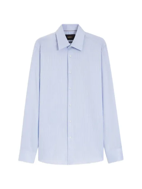 BOSS Camisa slim listrada em sarja de algodão italiano
