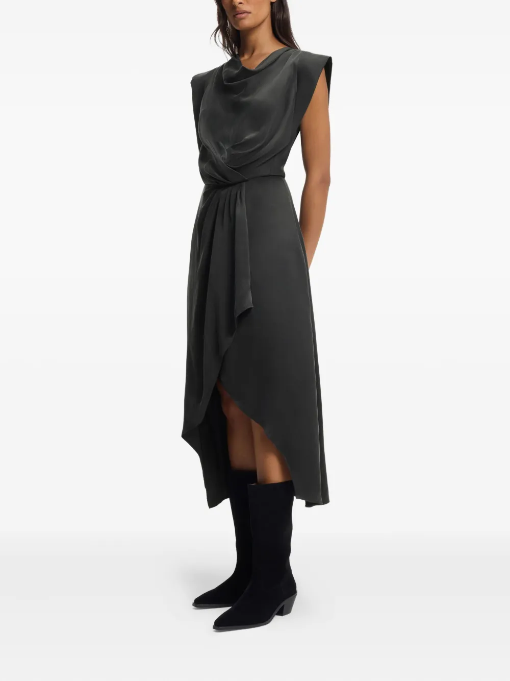  Boss Wrap-skirt Midi Dress - Grey 