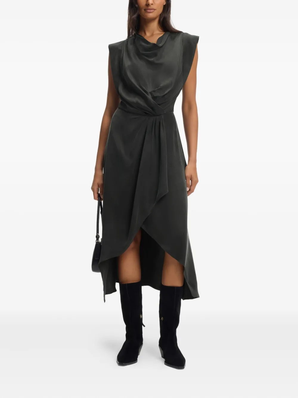 BOSS Midi-jurk met gewikkelde rok - Grijs