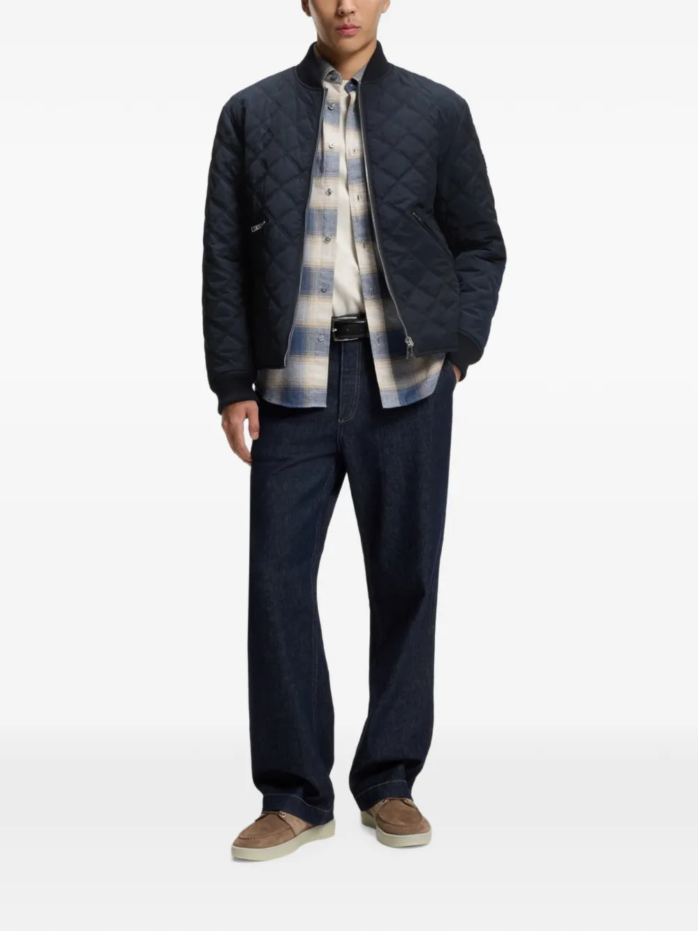 BOSS Omkeerbaar waterafstotend jack met gewatteerd effect Blauw
