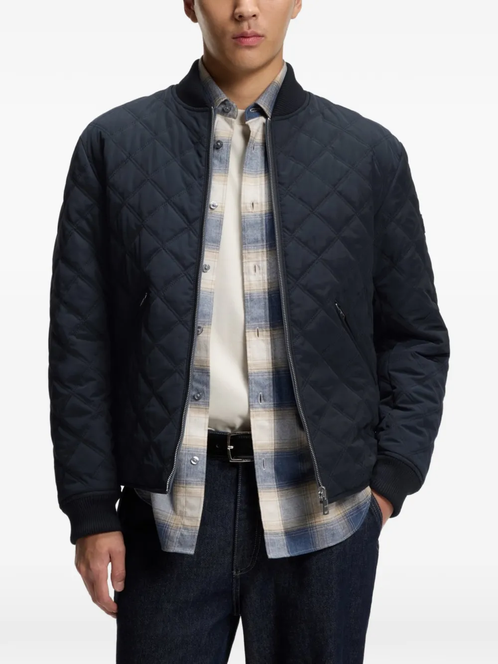 BOSS Omkeerbaar waterafstotend jack met gewatteerd effect Blauw