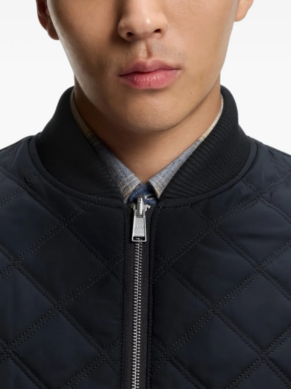 BOSS Omkeerbaar waterafstotend jack met gewatteerd effect Blauw