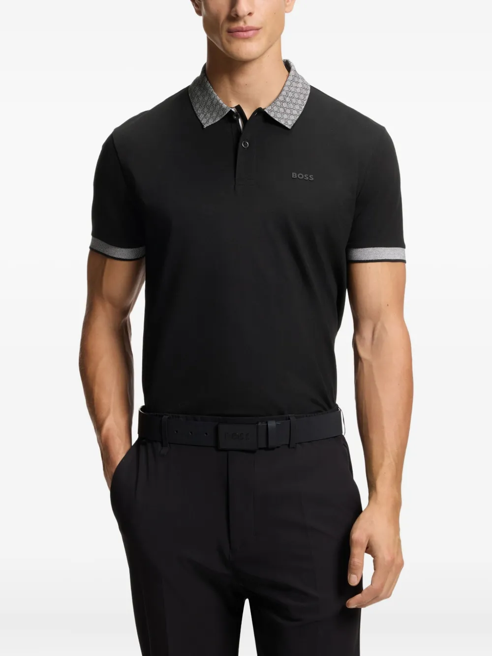 BOSS Paddy stretch-katoenen poloshirt Zwart