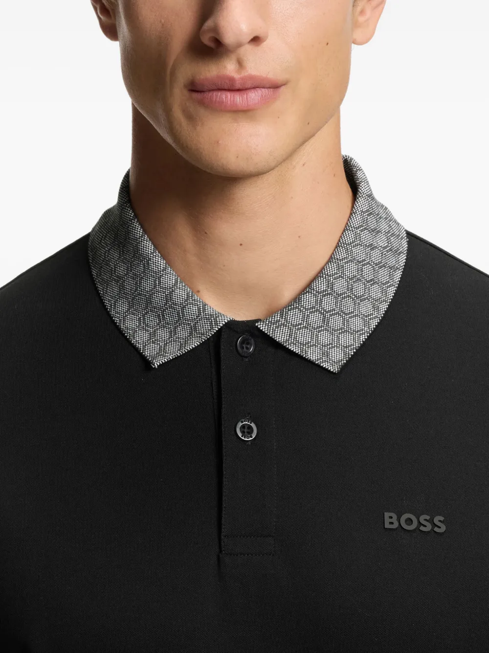 BOSS Paddy stretch-katoenen poloshirt Zwart