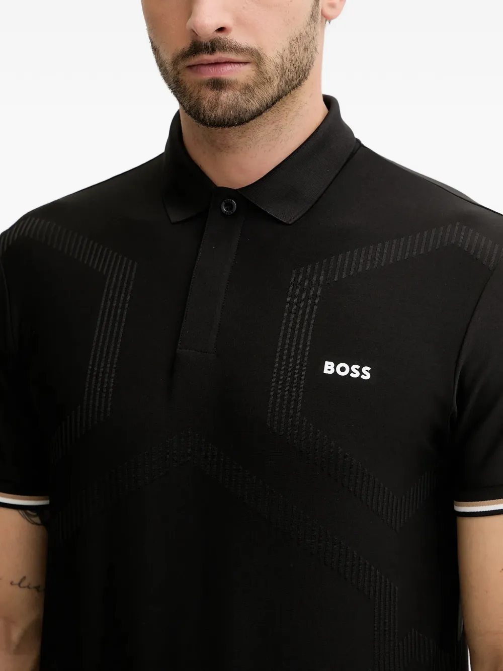 BOSS Poloshirt met gestreept-detail 001