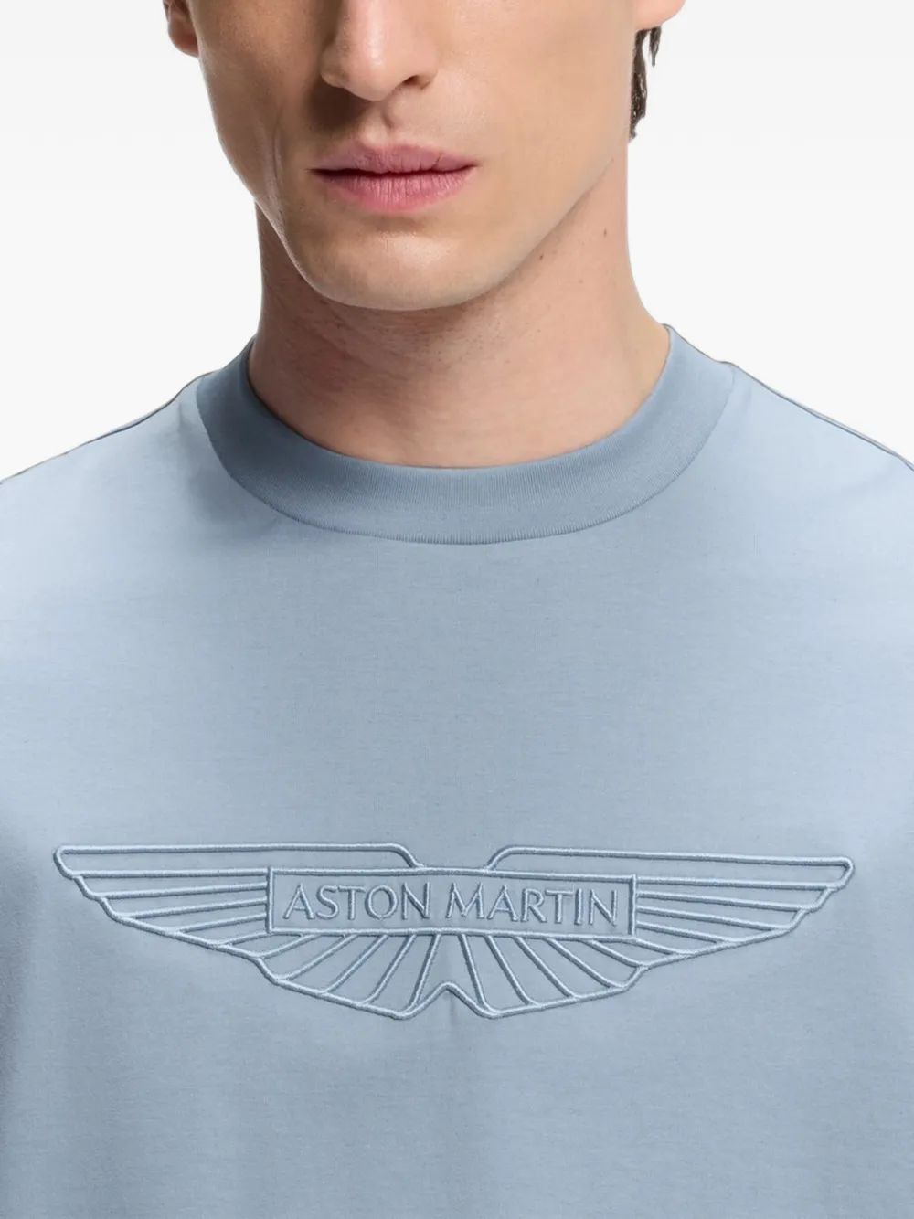 BOSS x Aston Martin gemerceriseerd katoenen T-shirt met vleugel-detail Blauw