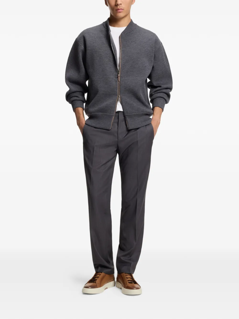 BOSS Leren sneakers Bruin