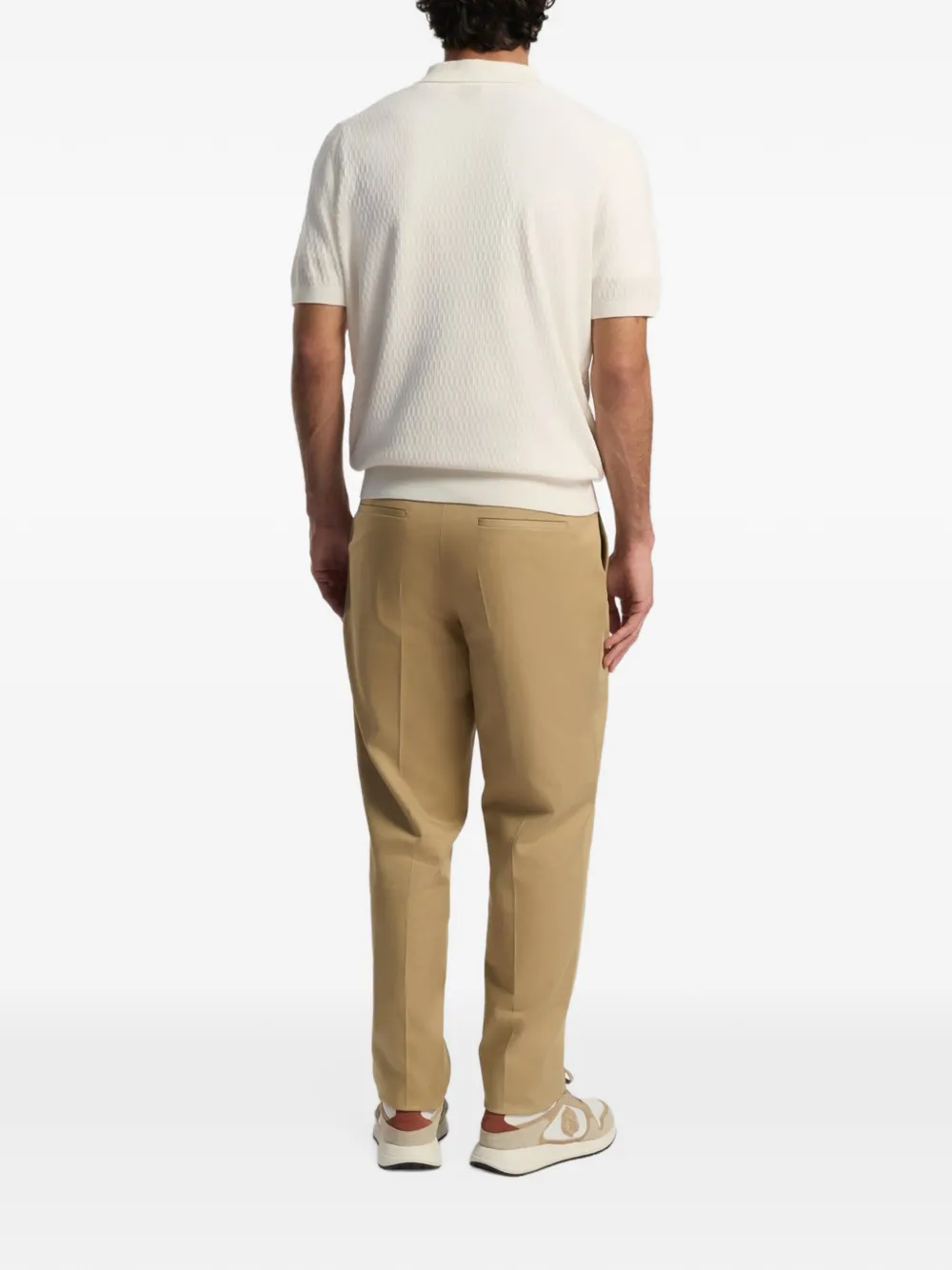 BOSS Stretch katoenen broek met toelopende pijpen Beige