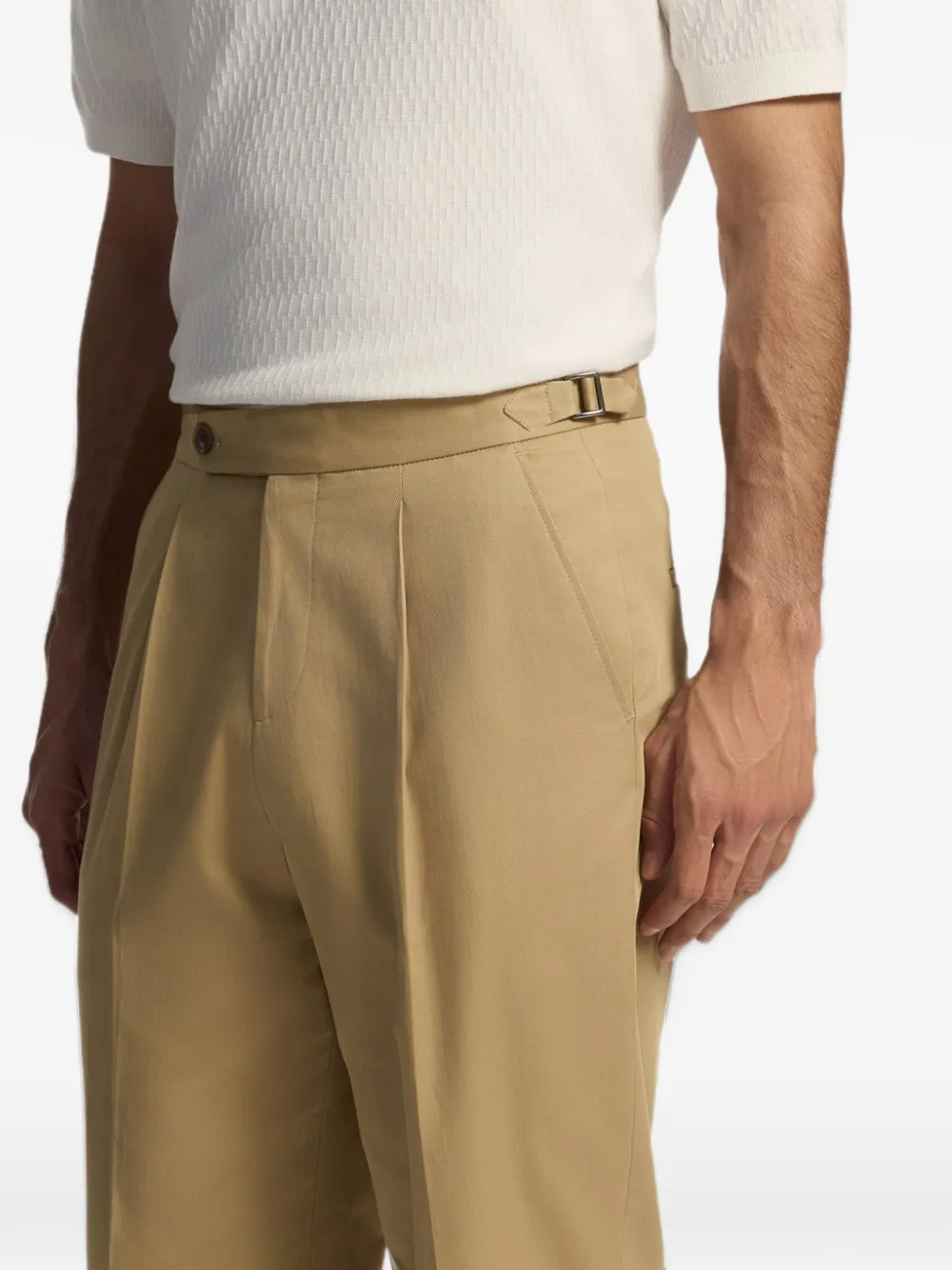 BOSS Stretch katoenen broek met toelopende pijpen Beige