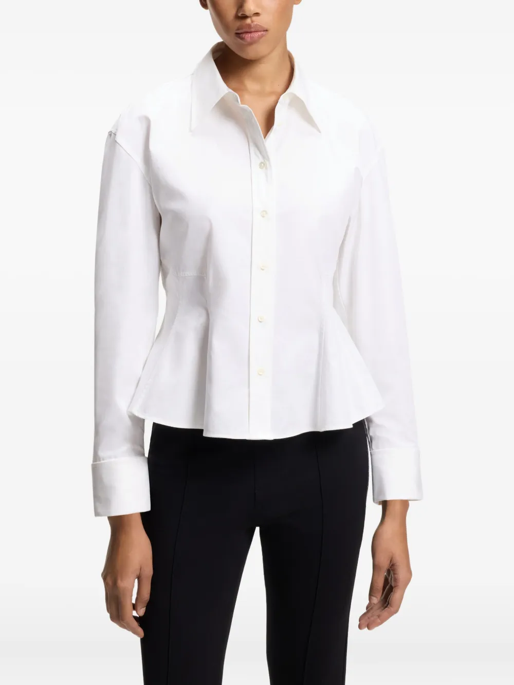 Hugo Boss Peplum Cotton Shirt In White