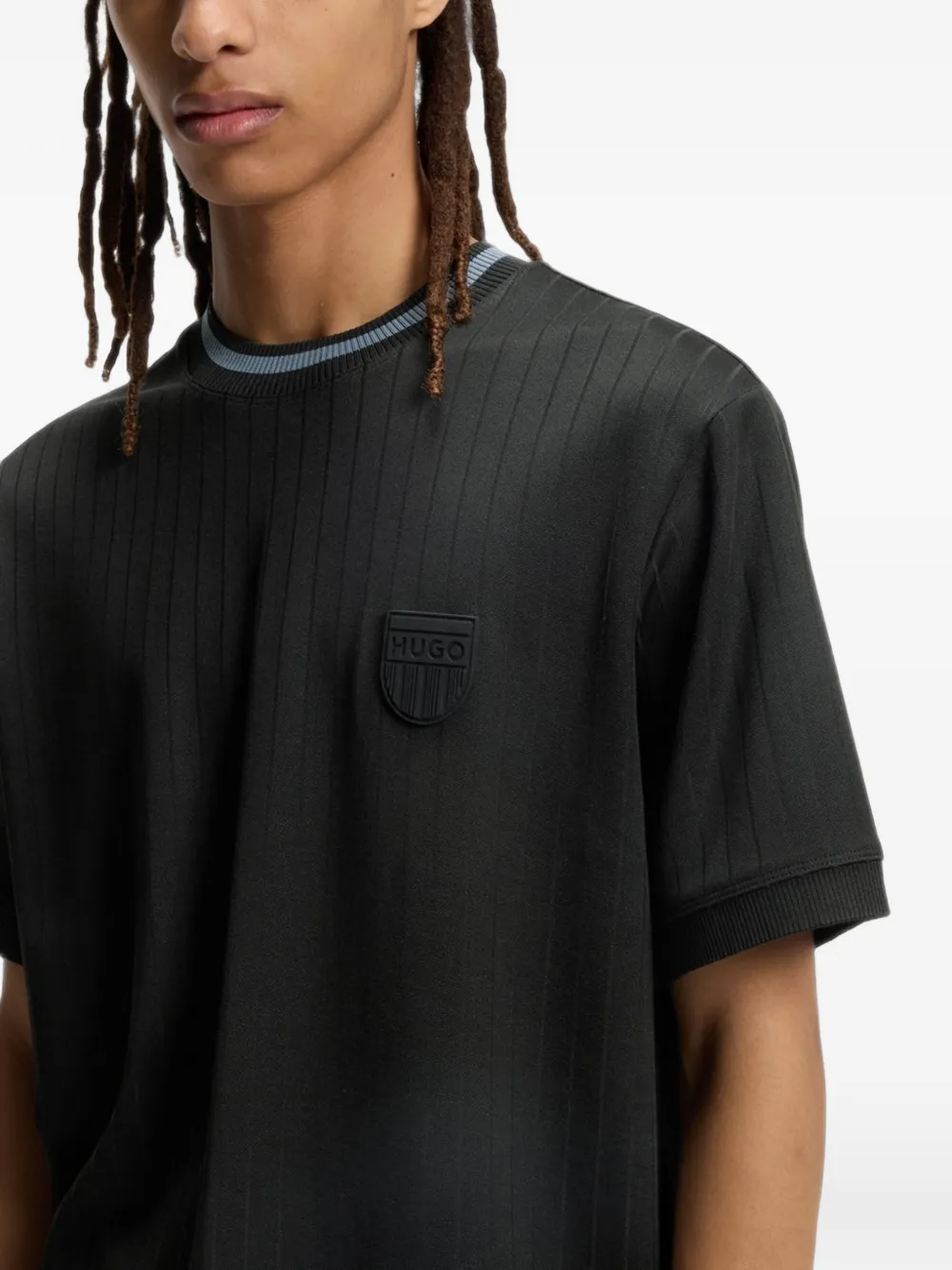 HUGO T-shirt met logopatch Zwart