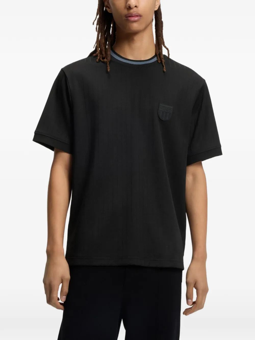 HUGO T-shirt met logopatch Zwart