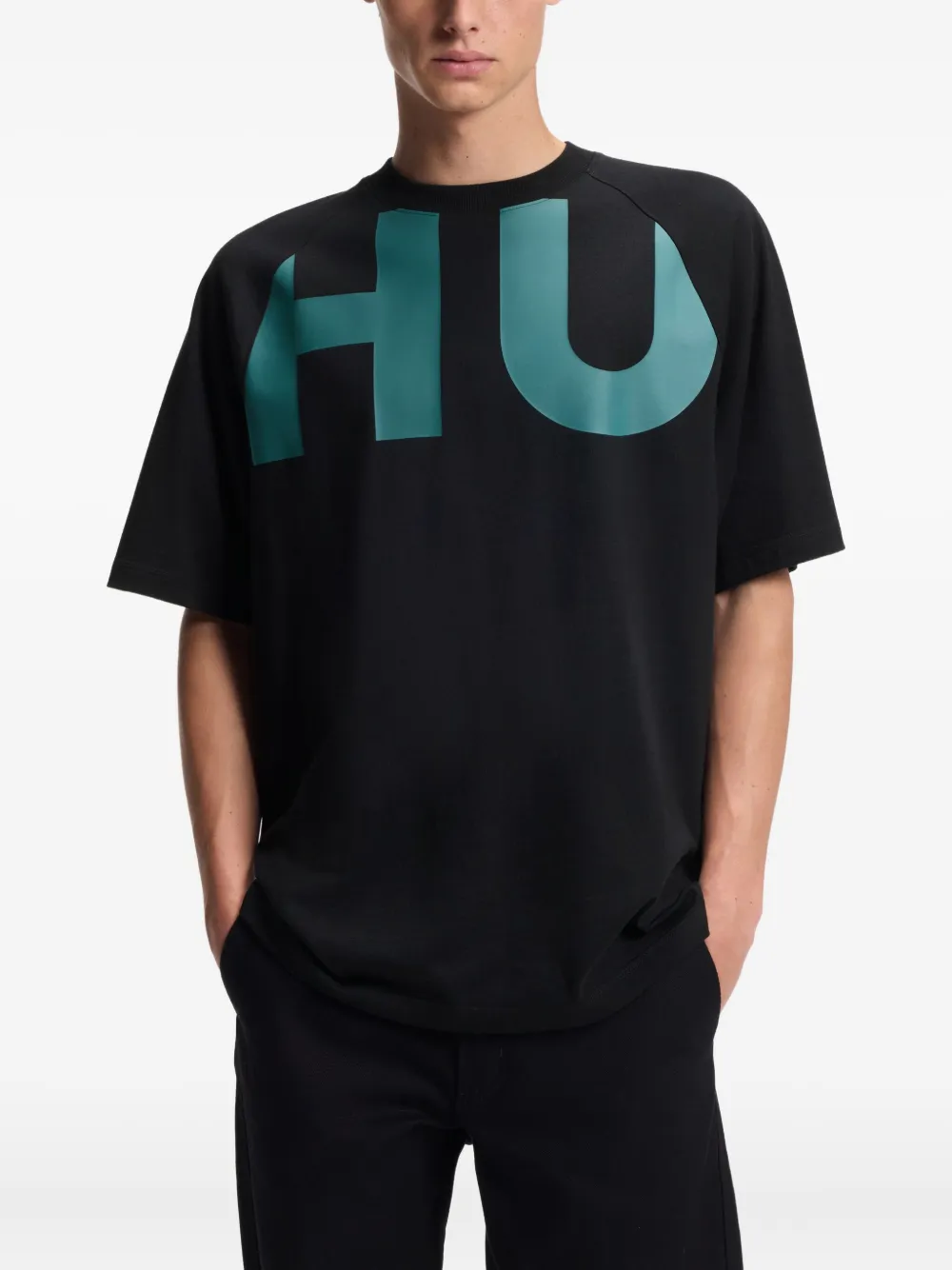 HUGO T-shirt met grafische print Zwart