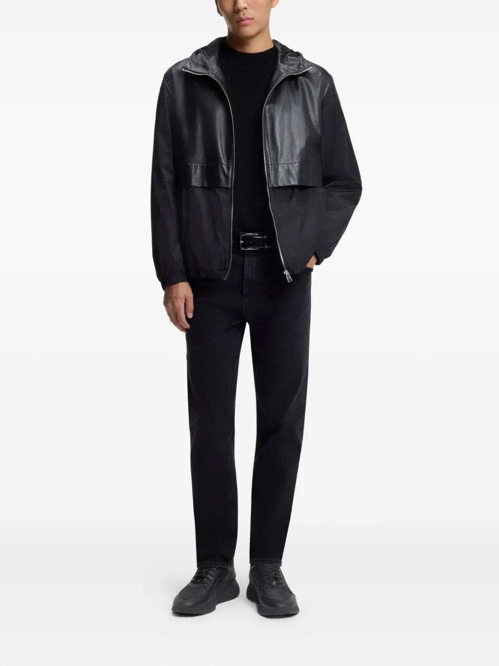 BOSS Sneakers met geperforeerde vlakken Zwart