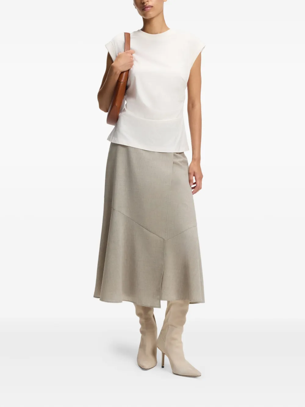  Boss Panelled A-line Midi Skirt - Neutrals 