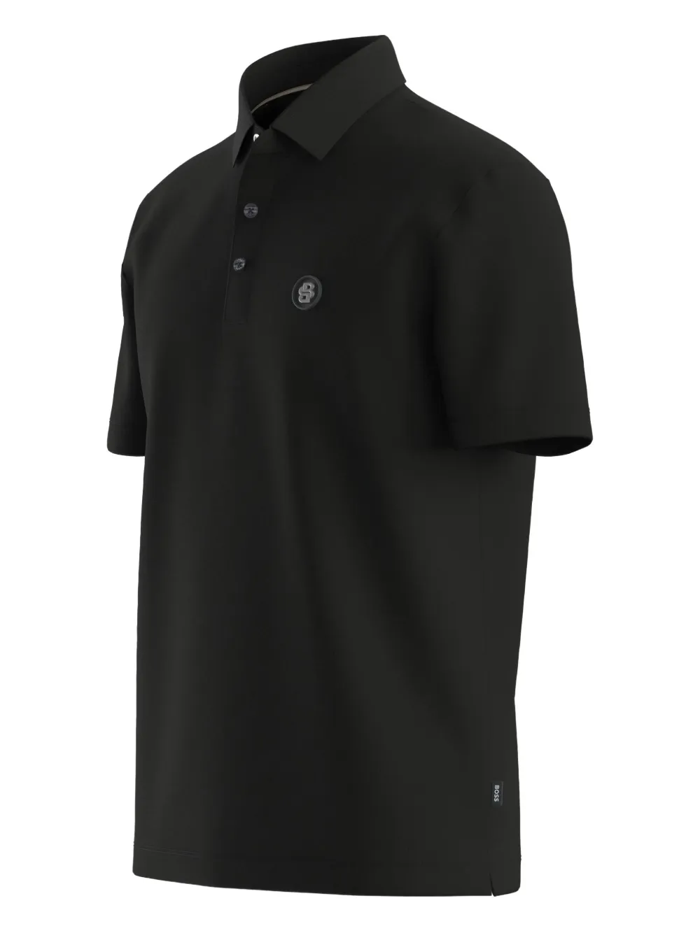 BOSS Gemerceriseerd katoenen poloshirt met dubbel B-monogram Zwart