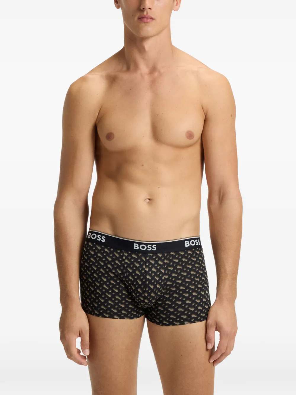 BOSS Drie boxershorts met logo-patroon Zwart