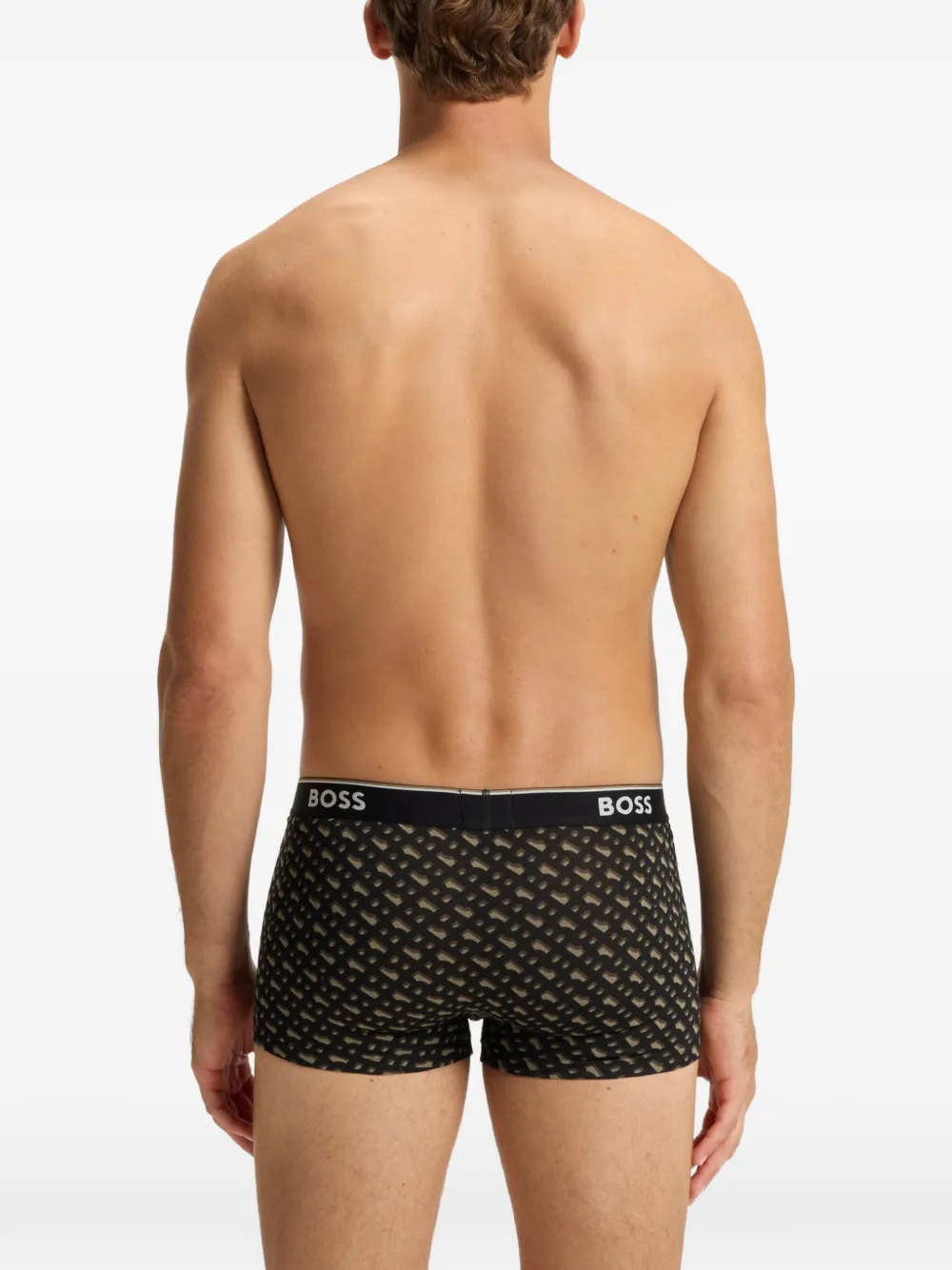 BOSS Drie boxershorts met logo-patroon Zwart