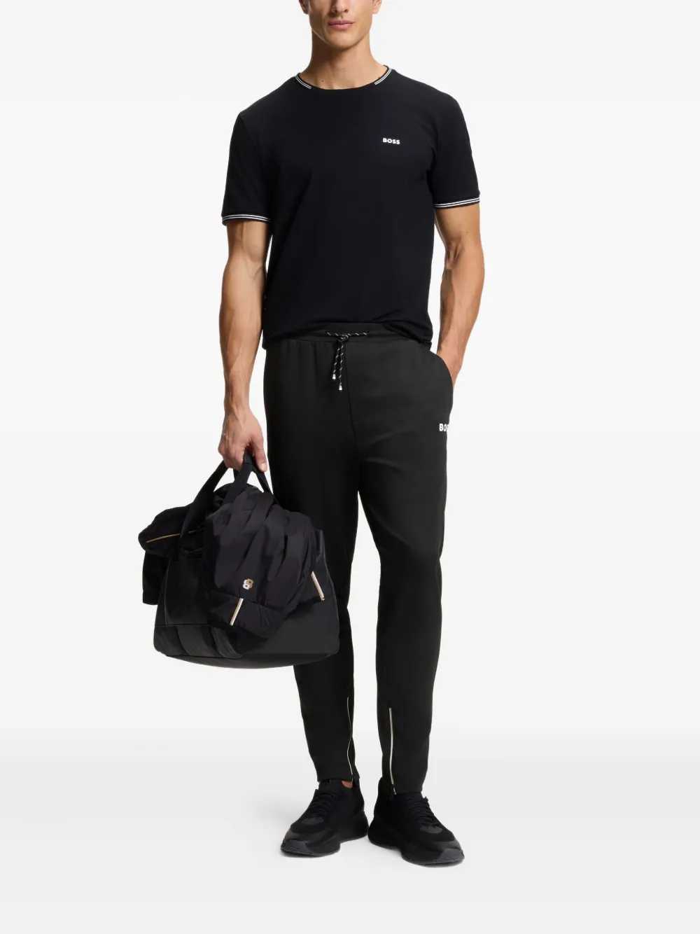 BOSS Spin trainingsbroek met ritsdetail - Zwart