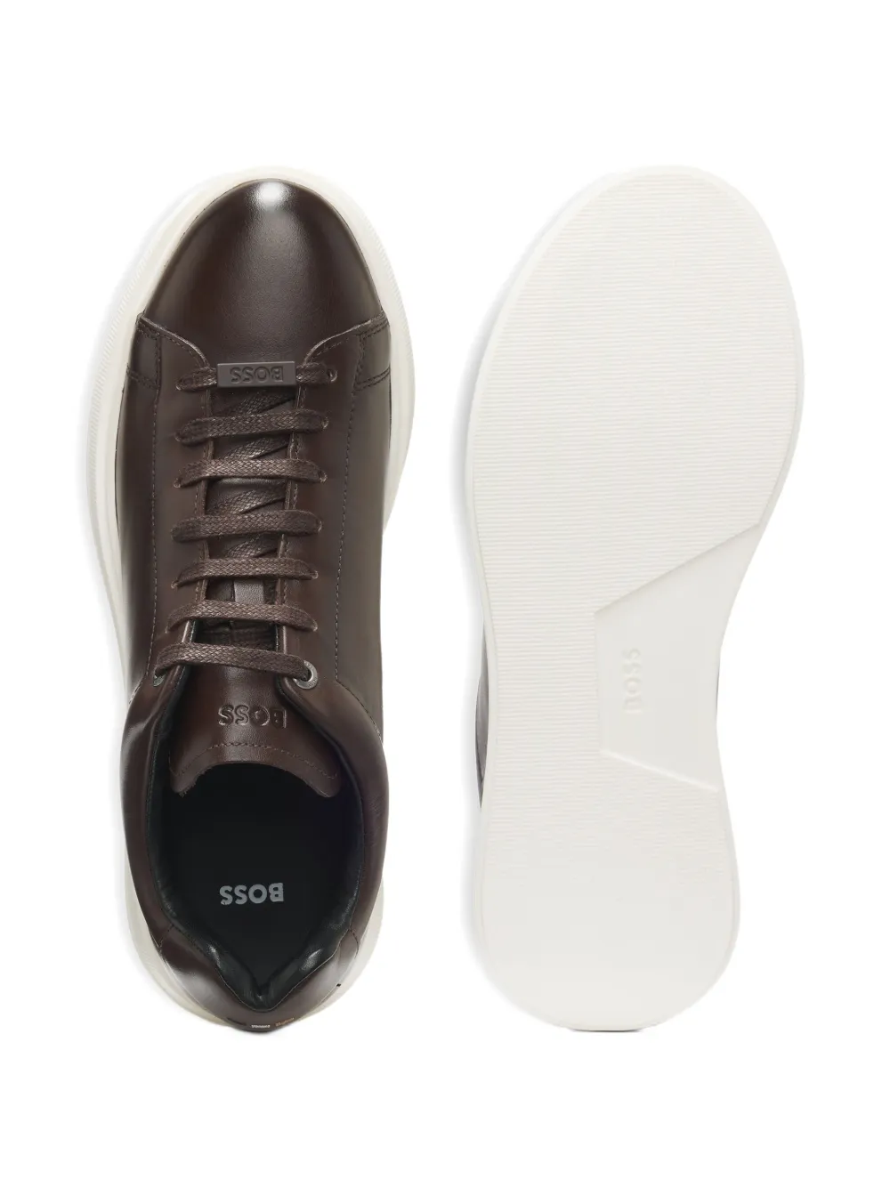 BOSS Leren sneakers Bruin