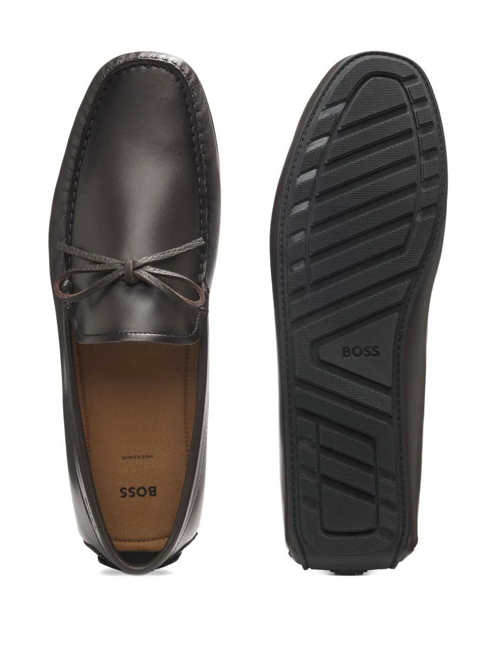 BOSS Leren bootschoenen Bruin