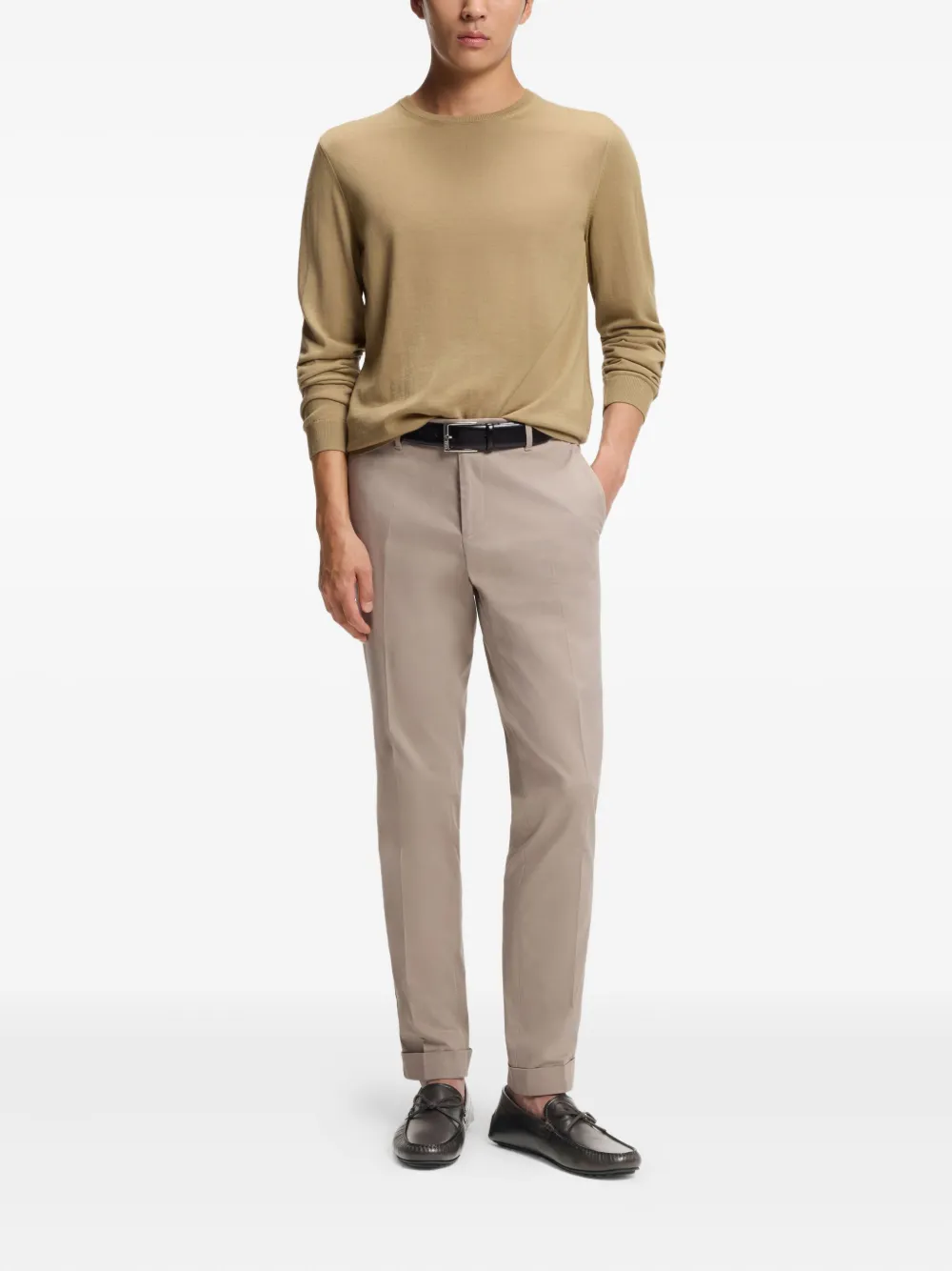 BOSS Leren bootschoenen Bruin