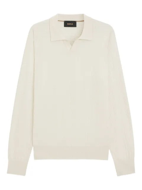 BOSS suéter de tejido waffle