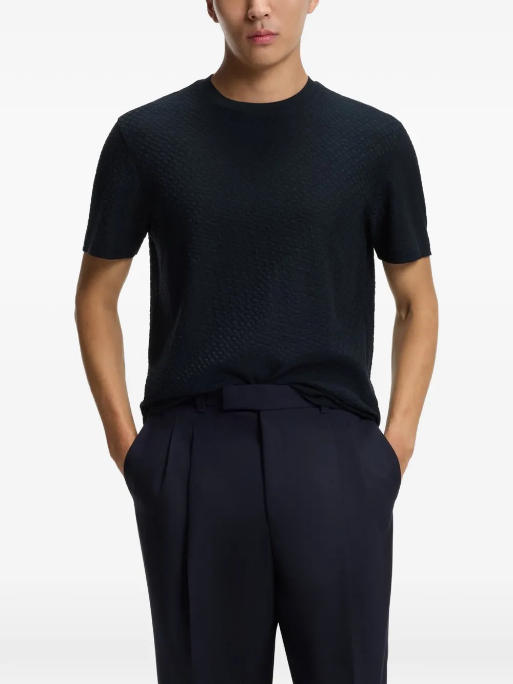 BOSS Katoenen T-shirt Blauw
