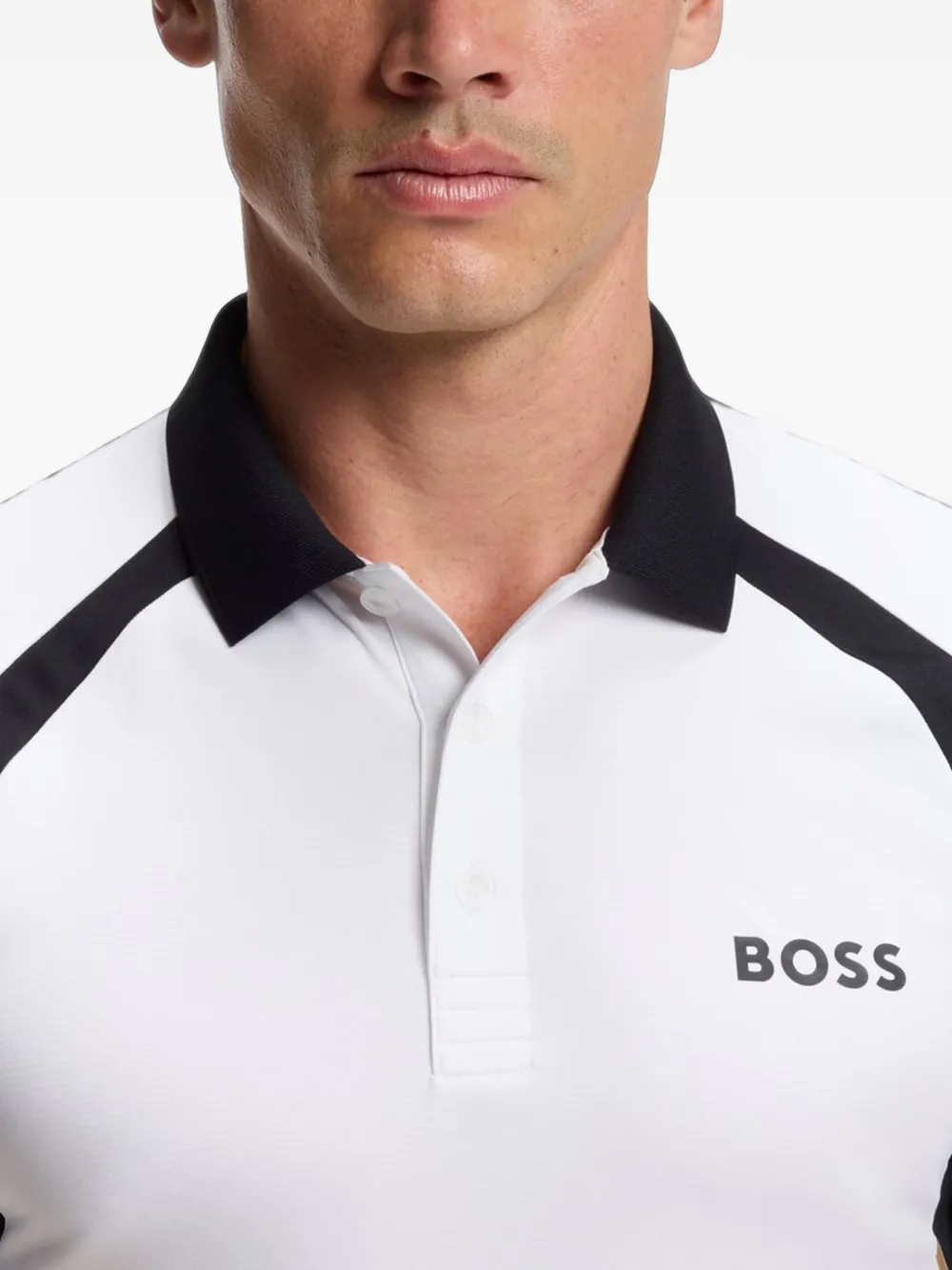 BOSS Poloshirt met contrastvlak Wit