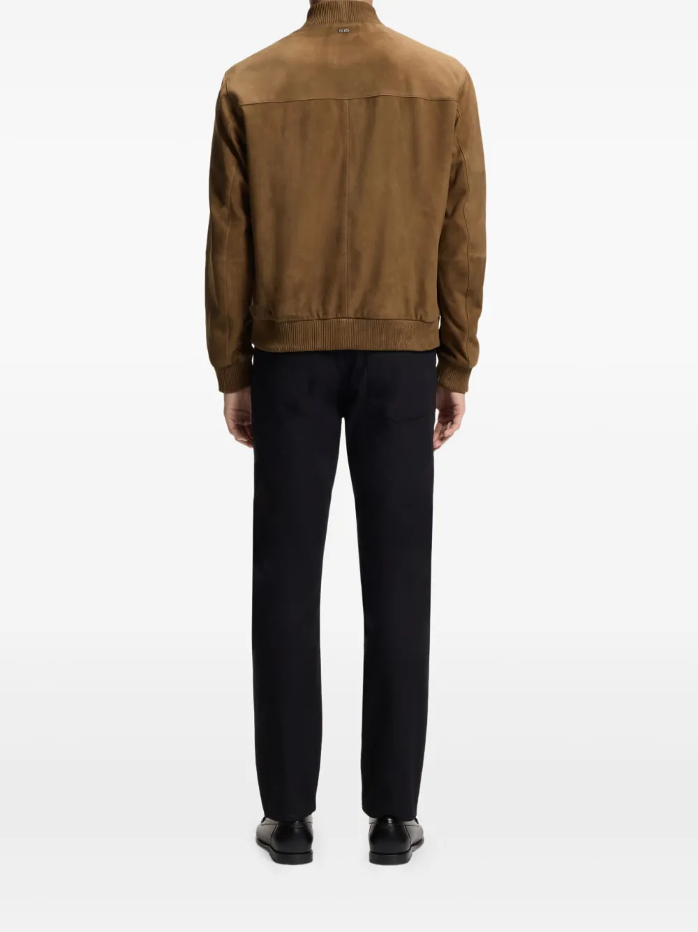  Boss Zip Ribbed Suede Jacket - Brown 