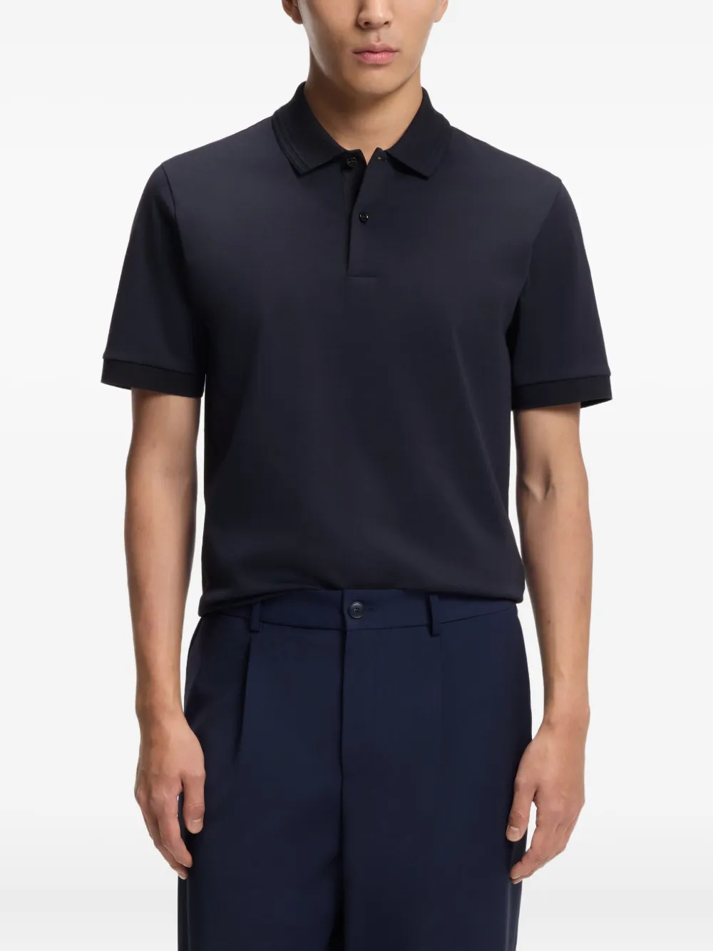 BOSS Poloshirt met knopen Blauw