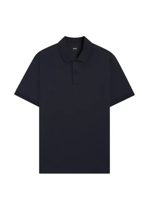 BOSS monogram-placket polo shirt in a cotton blend
