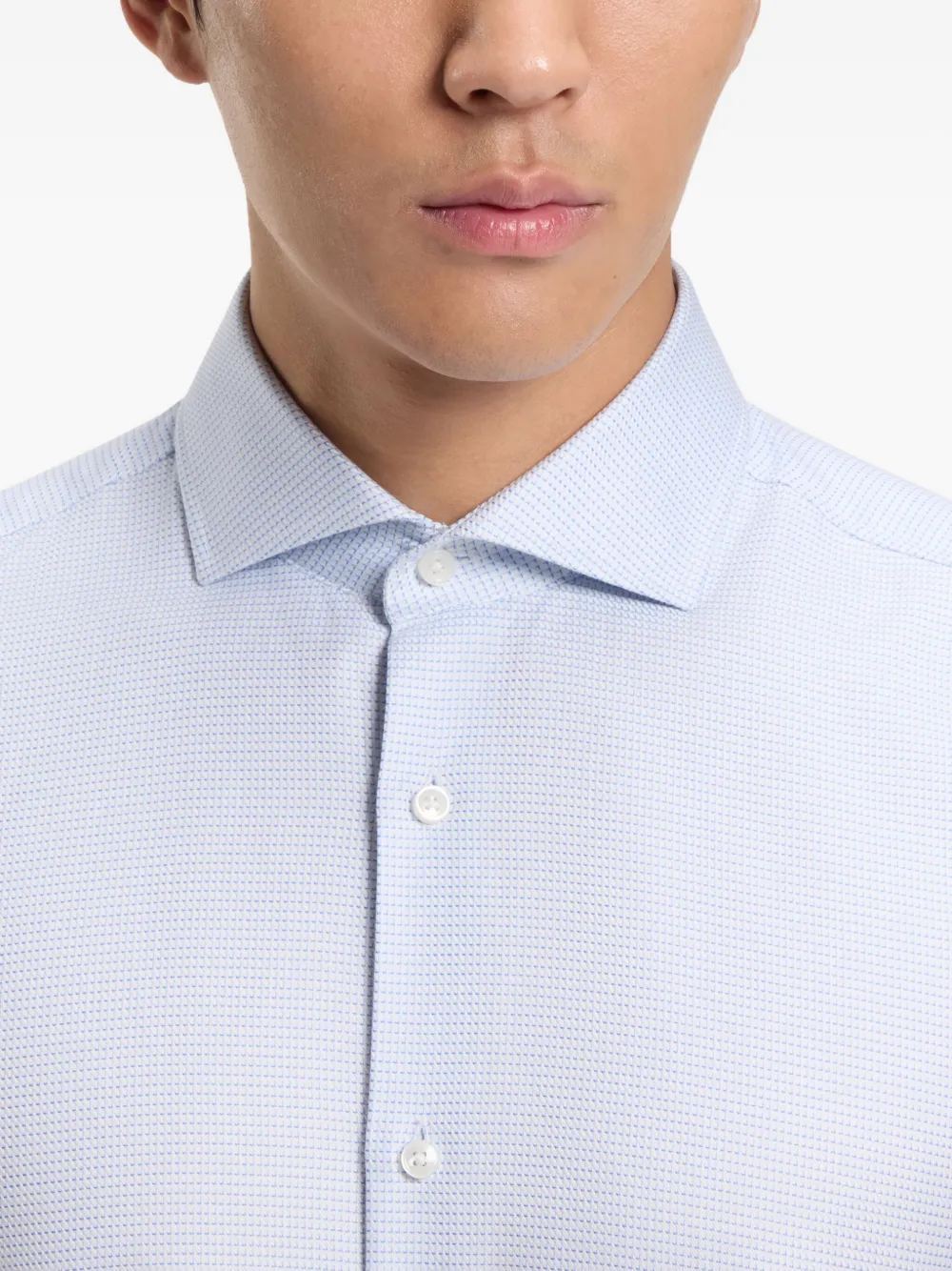 BOSS Overhemd met knopen en patroon Blauw