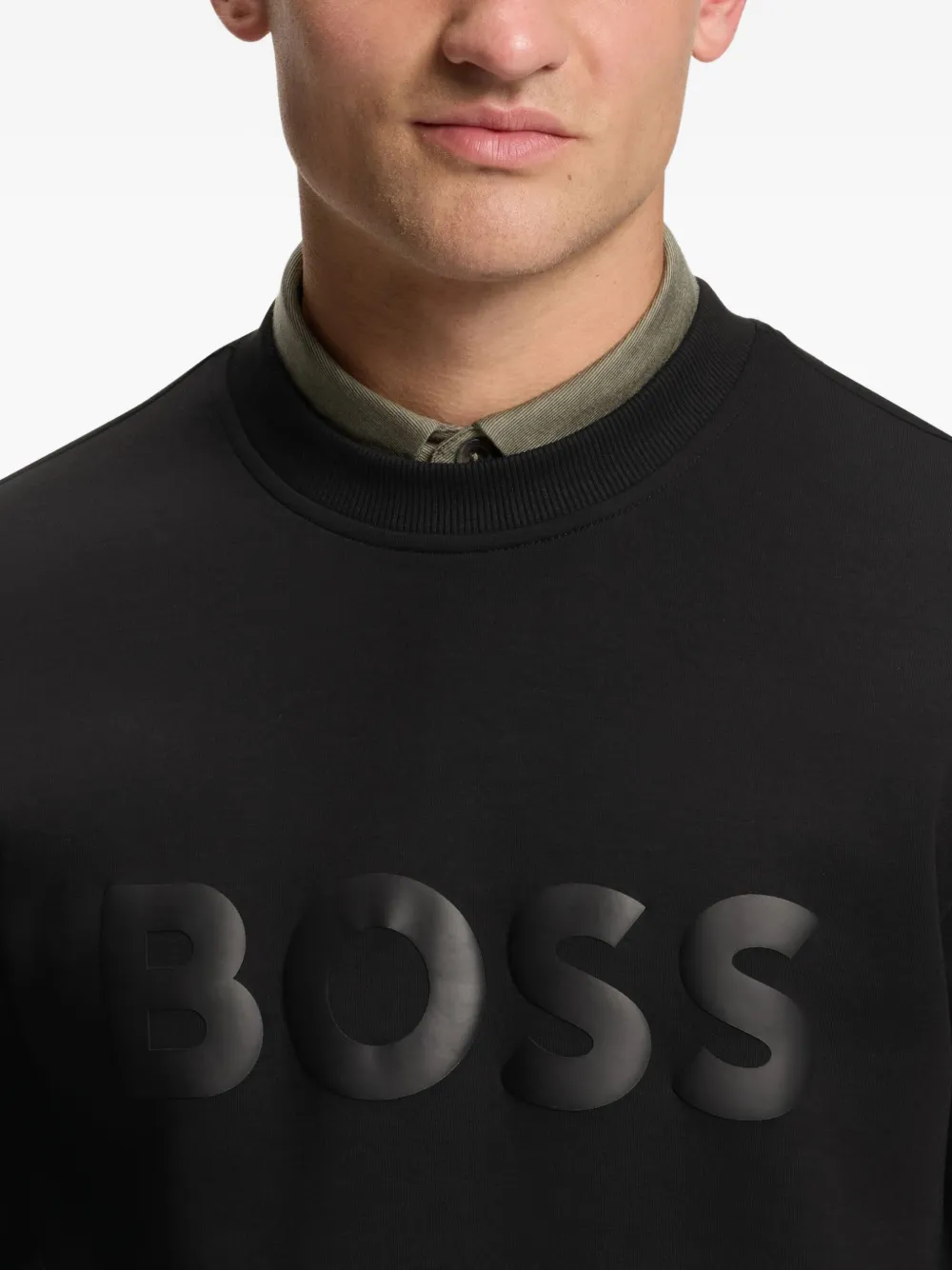 BOSS Sweater met logoprint Zwart