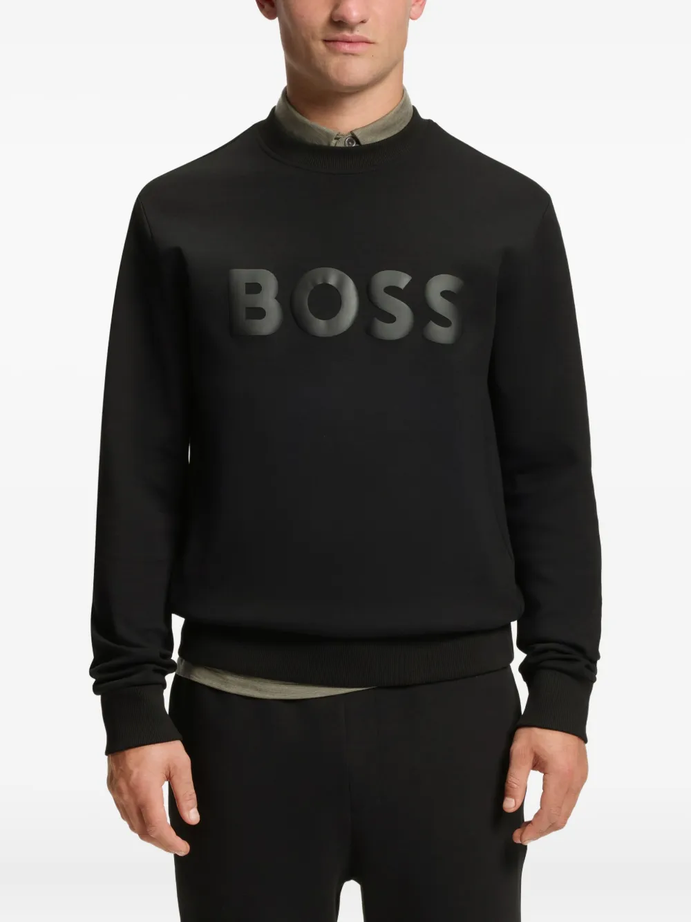 BOSS Sweater met logoprint Zwart