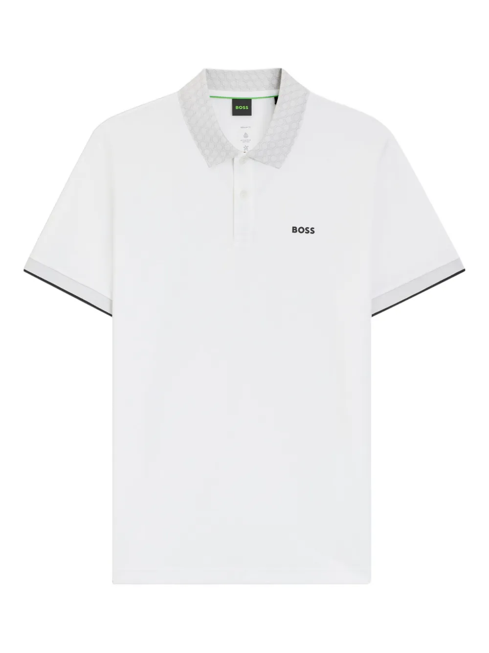 BOSS Poloshirt mit gemustertem Kragen - Weiß