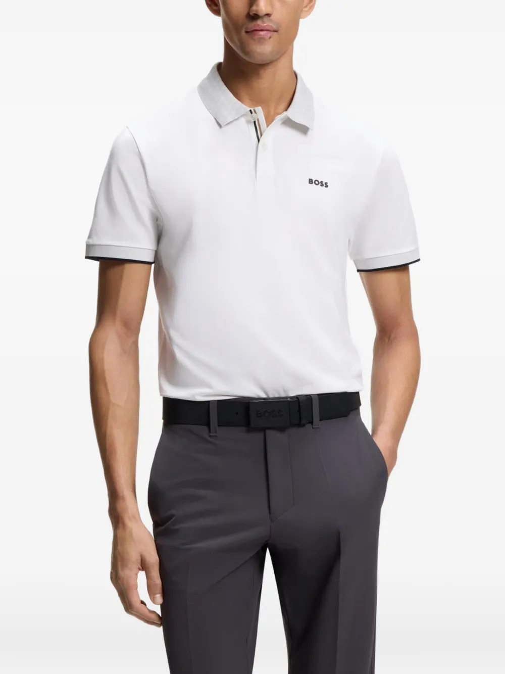 BOSS Paddy stretch-katoenen piqué poloshirt Wit