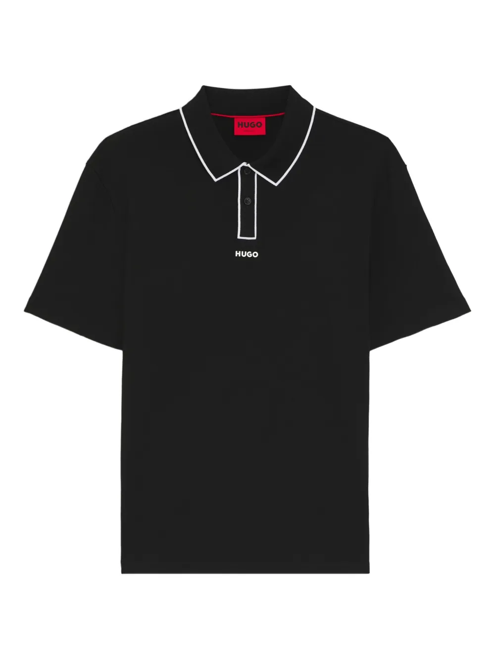 HUGO piped-trim cotton polo shirt – Black HUGO piped-trim cotton polo shirt – Black