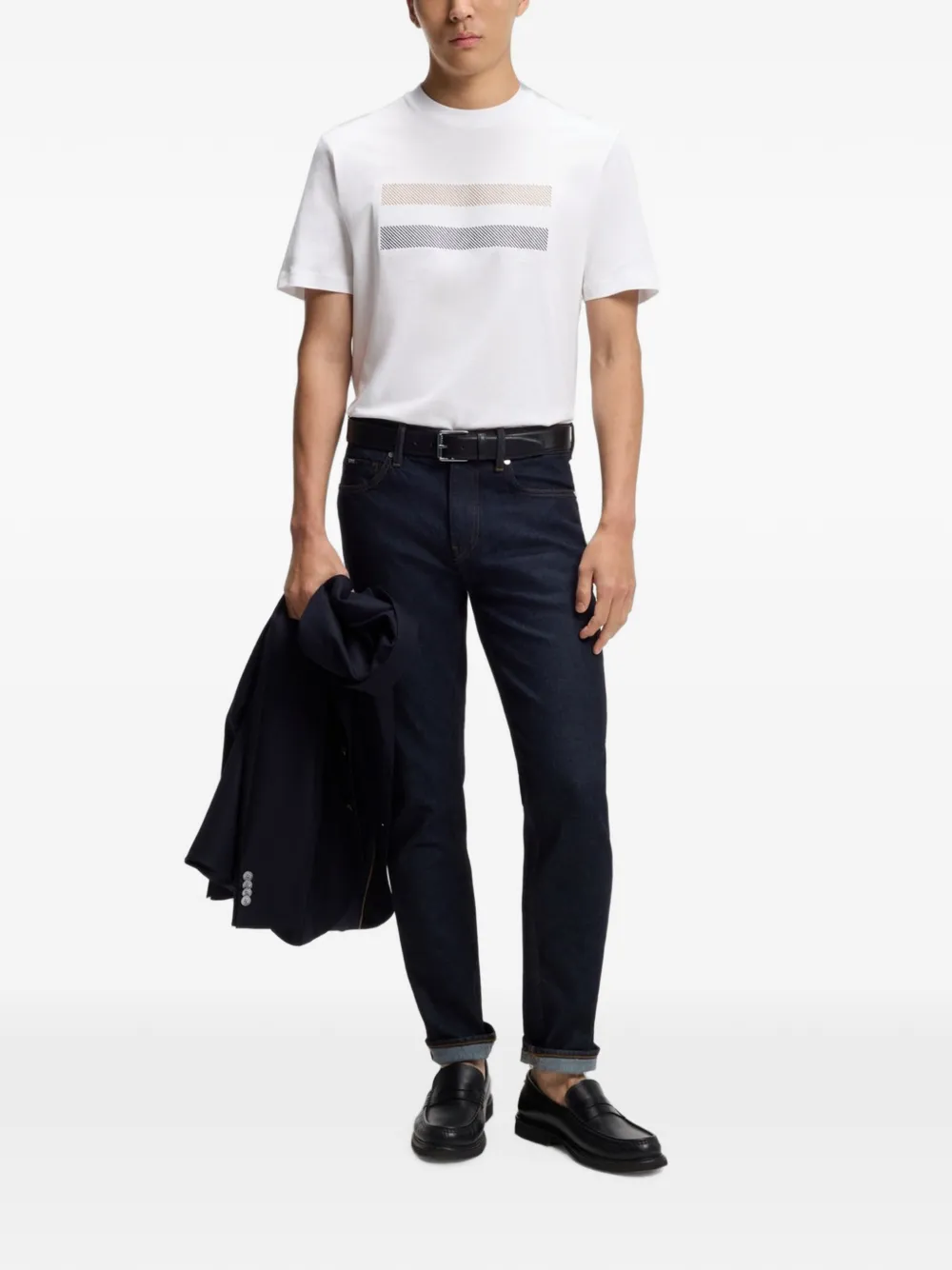 BOSS Gestreept T-shirt Wit